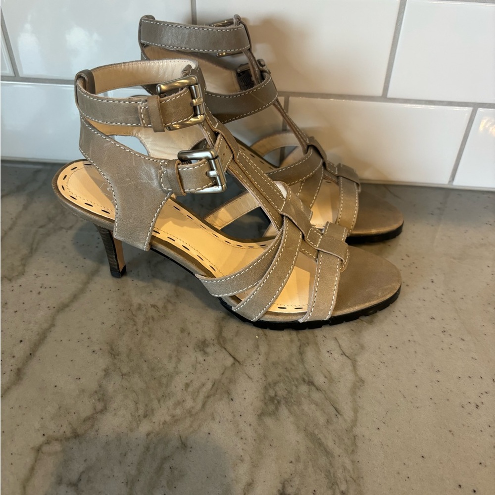 Coach Tan Strappy Heels 6.5